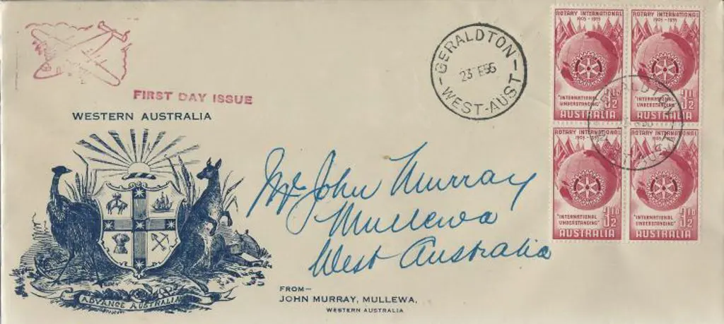 1955 (25th Sept) Rotary block of 4 on "Mullewa" ... Image 1++