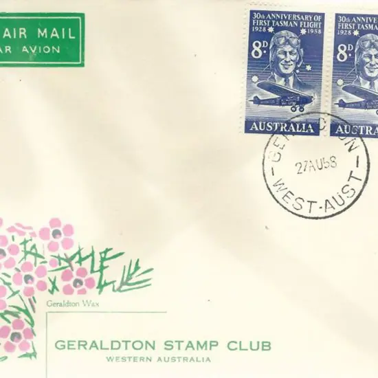1958 (27th Aug) 1958 8d Kingsford Smith Tasman ...