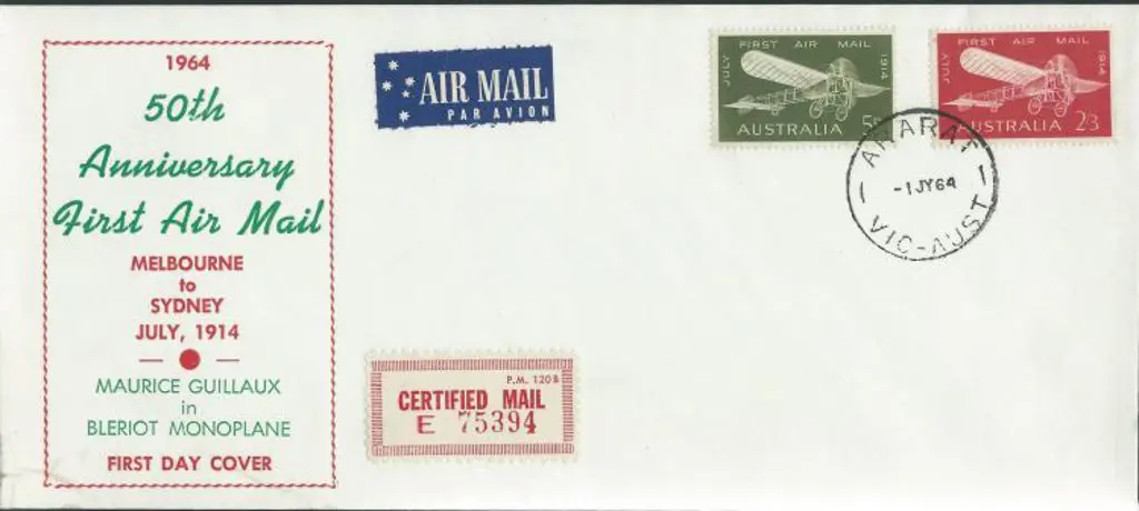 1964 (1st July) First Air Mail Anniv pair on ... Image 1++