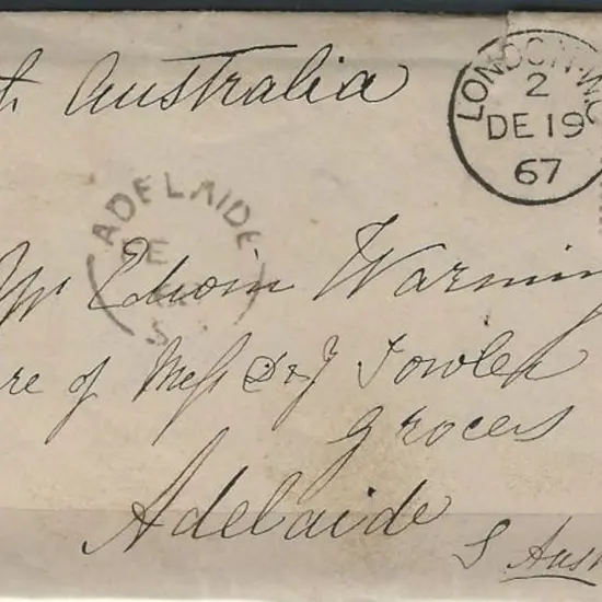 1867 (19th Dec) inwards entire from GB bearing ...