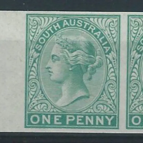 1875 1d blue-green QV imperforate left marginal ...