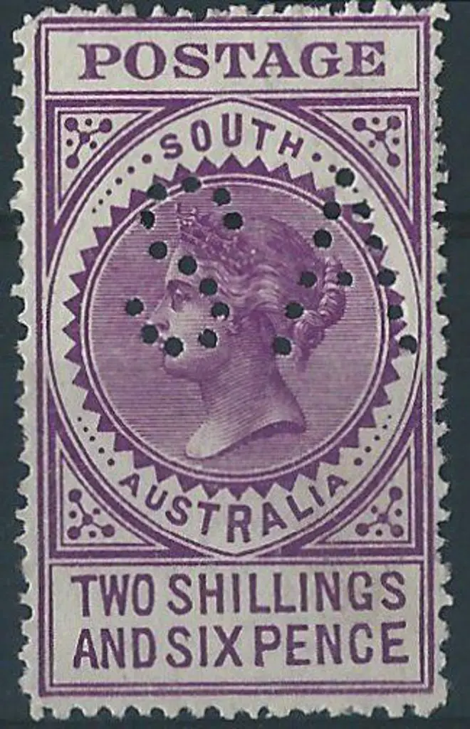 1912 2/6d violet "thick" Long Tom perfined "SA". ... Image 1++