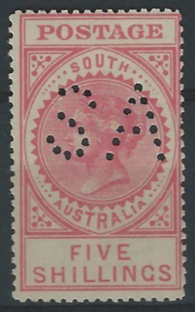 1909 5/- pale rose pink "thick" Long Tom perfined ... Image 1++