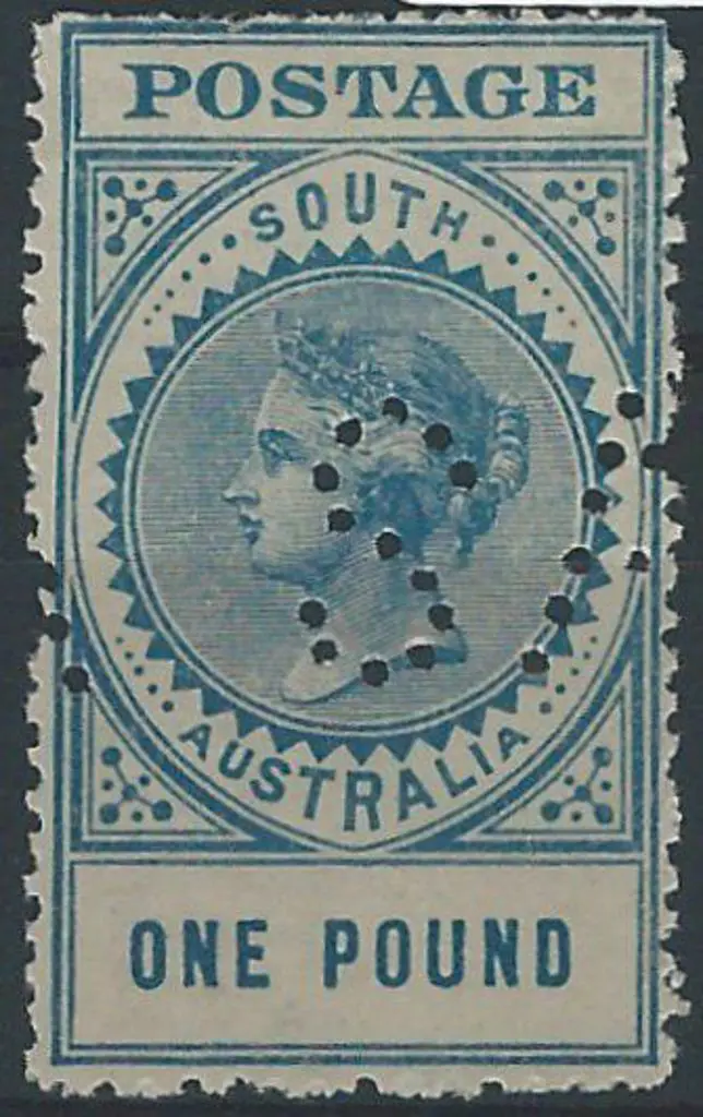 1904 £1 blue "thick" Long Tom perfined "SA". Fresh ... Image 1++