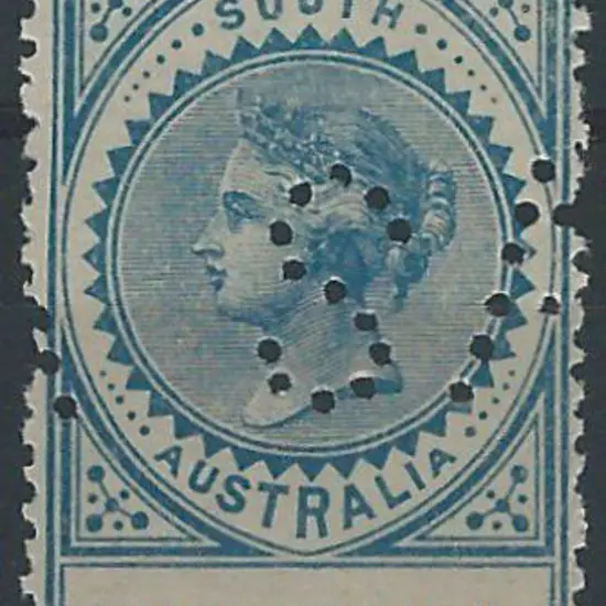 1904 £1 blue "thick" Long Tom perfined "SA". Fresh ...