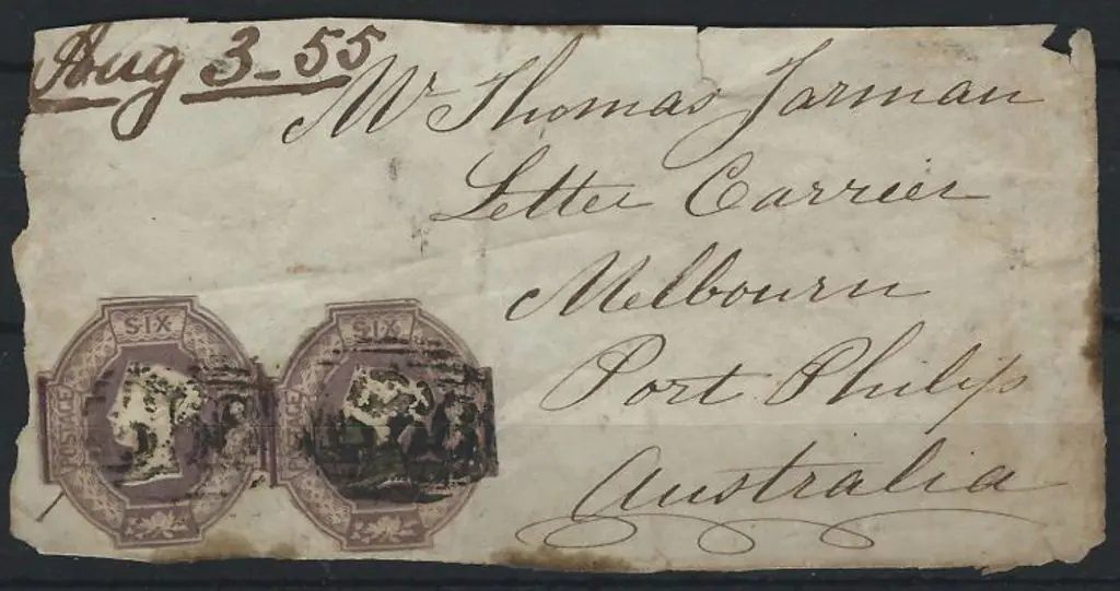1855 incoming mail. Piece addressed to "Mr Thomas ... Image 1++