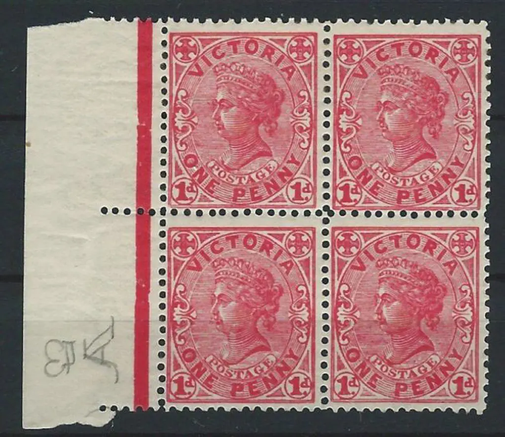 1905 1d rose-red QV left marginal MUH block of 4 ... Image 1++