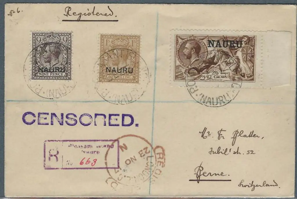 1917 (25th Sept) 2/6d brown Seahorse, 9d & 1/- KGV ... Image 1++