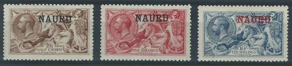 1918/23 2/6d brown, 5/- bright carmine & 10/- deep ... Image 1++