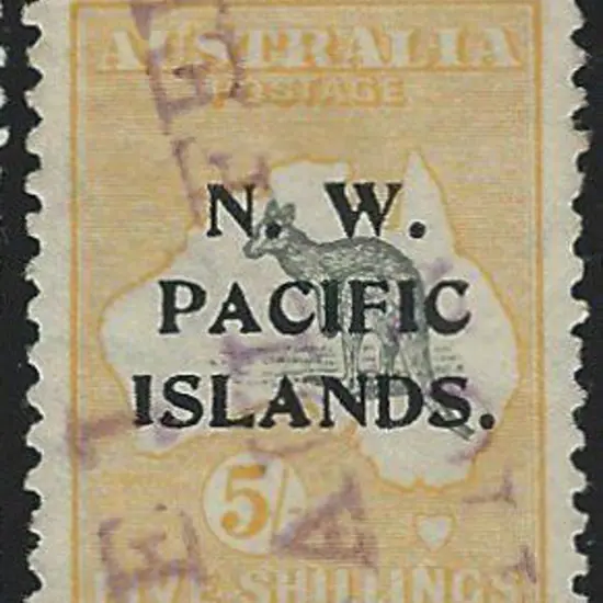 1915 5/- grey & yellow Kangaroo, Die II ovptd ...