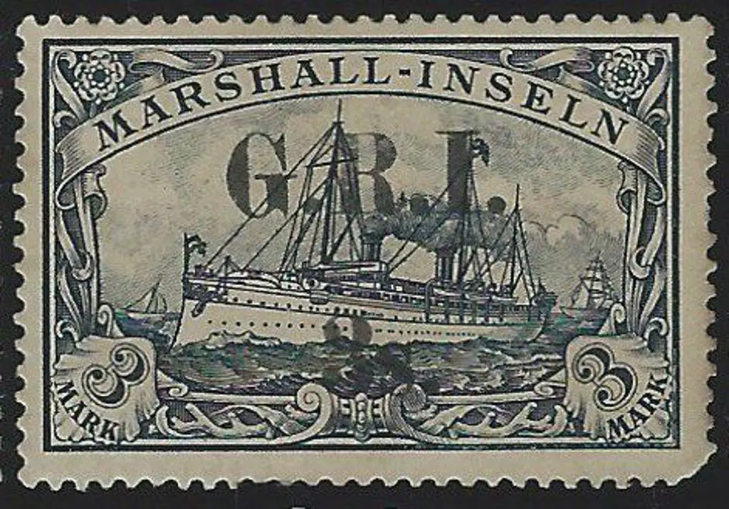 1915 G.R.I. 3s. Surcharge ovpt on 3m violet-blue. ... Image 1++