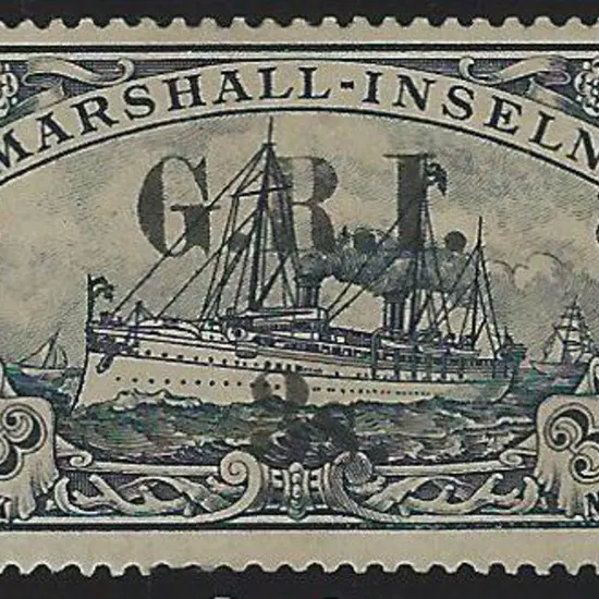 1915 G.R.I. 3s. Surcharge ovpt on 3m violet-blue. ...