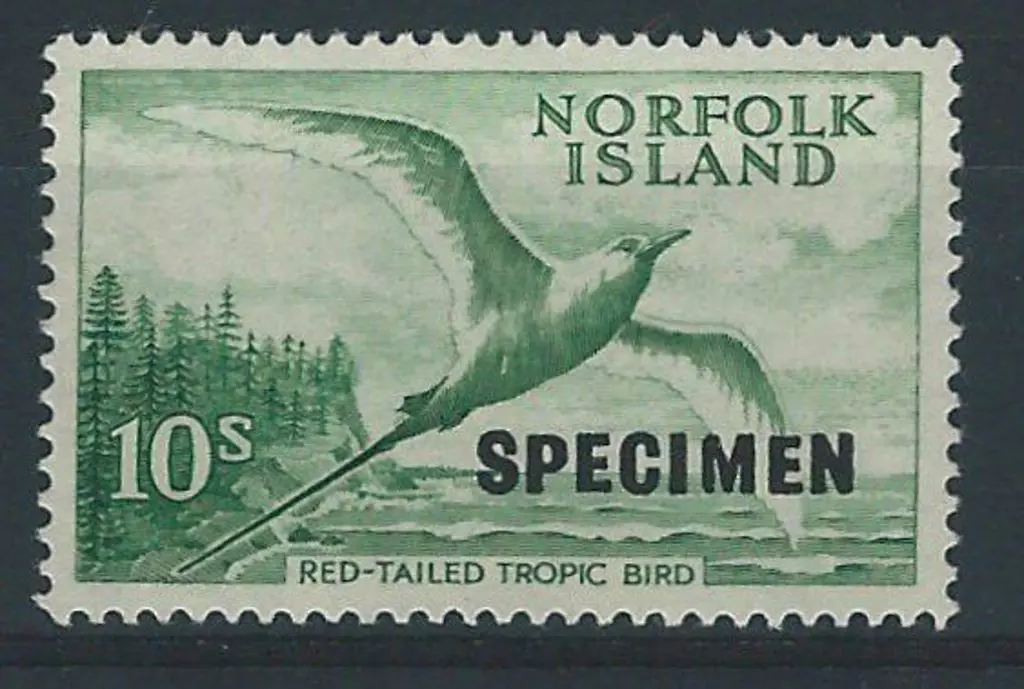 1960 10/- Tropic Bird overprinted "SPECIMEN" ... Image 1++