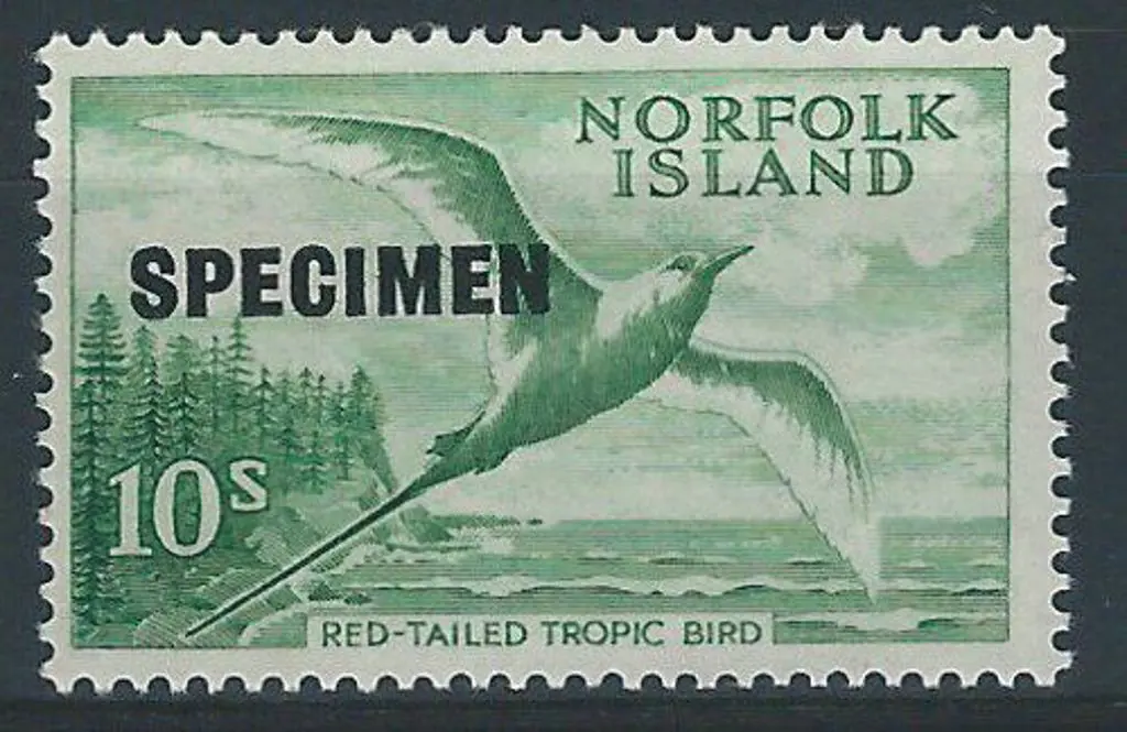 1960 10/- Tropic Bird overprinted "SPECIMEN" ... Image 1++