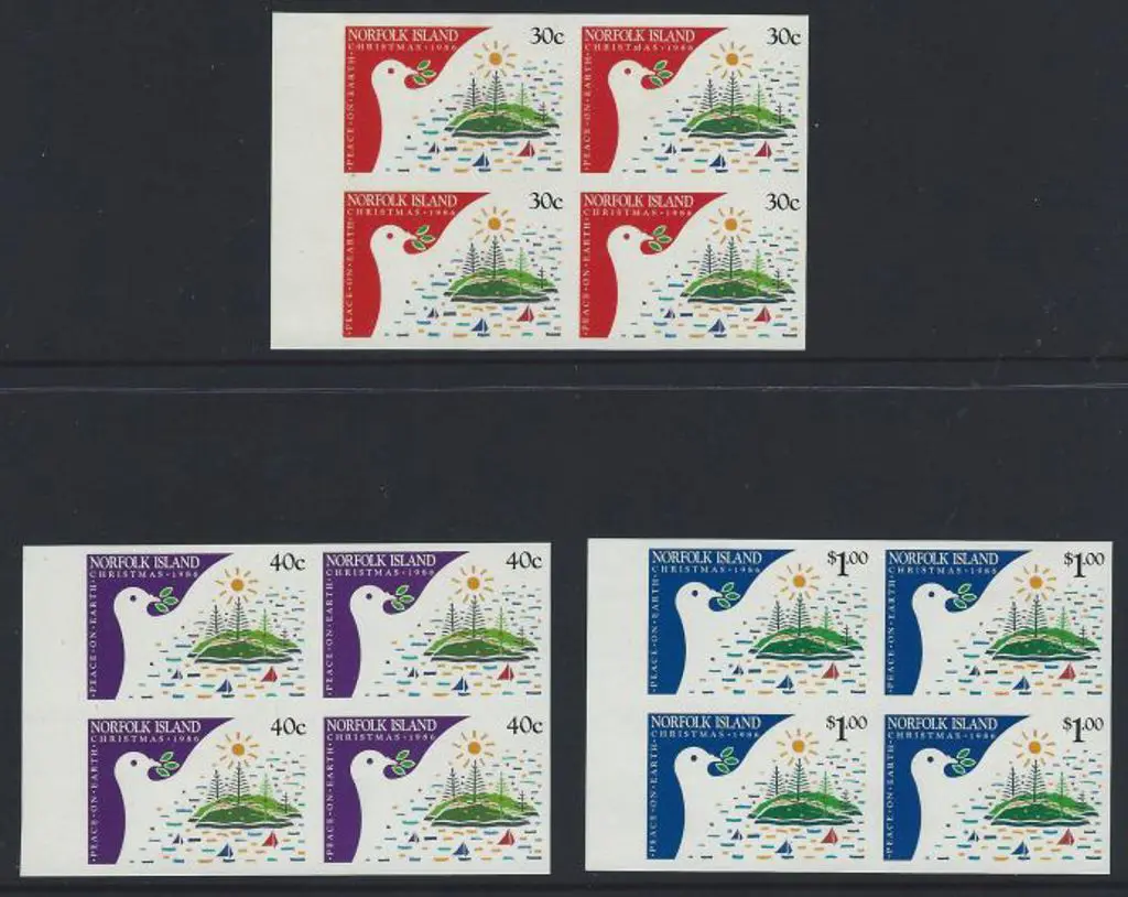 1986 Christmas set of 3 in completely imperforate ... Image 1++
