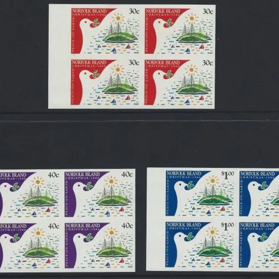 1986 Christmas set of 3 in completely imperforate ...