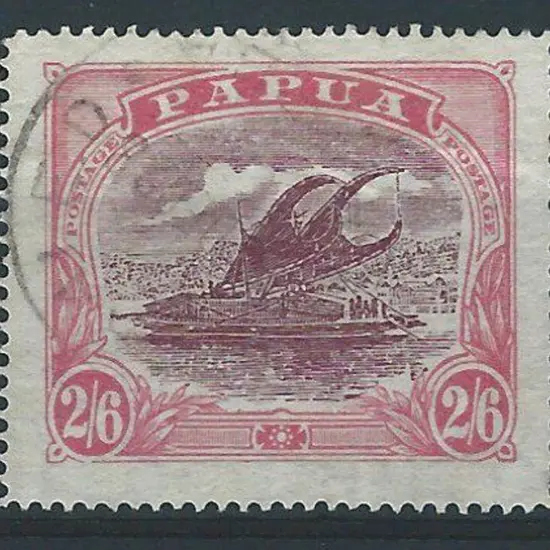 1919 2/6d maroon & pale pink with "white line in ...