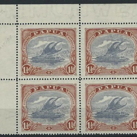 1929 1½d bright blue & bright brown top left ...