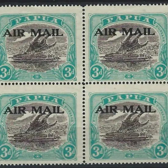 1929 3d sepia-black & bright blue-green MLH block ...