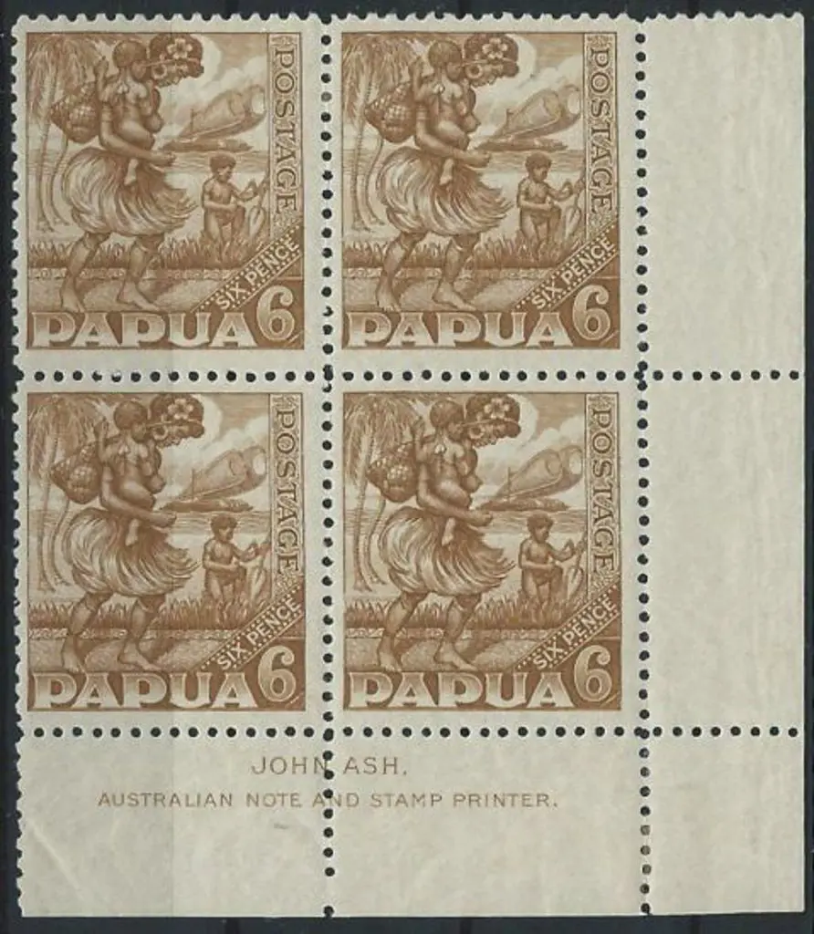 1932 6d bistre-brown Papuan Motherhood bottom ... Image 1++