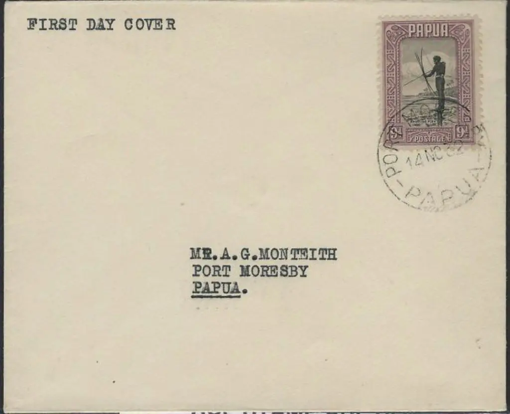 1932 (14th Nov) 9d Fisherman on plain FDC with ... Image 1++