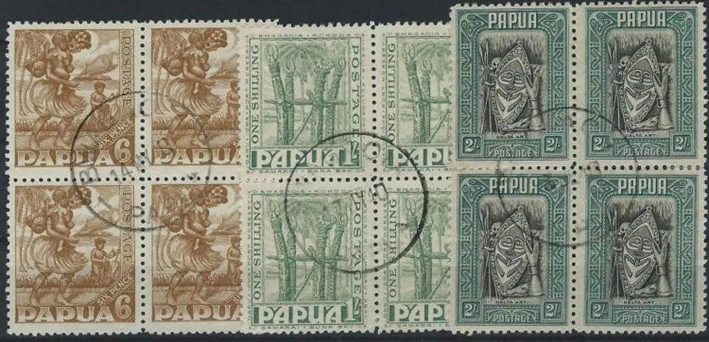 1932-1940 6d, 1/- & 2/- pictorials in F/U blocks ... Image 1++