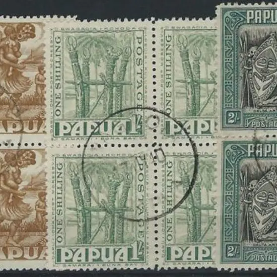1932-1940 6d, 1/- & 2/- pictorials in F/U blocks ...