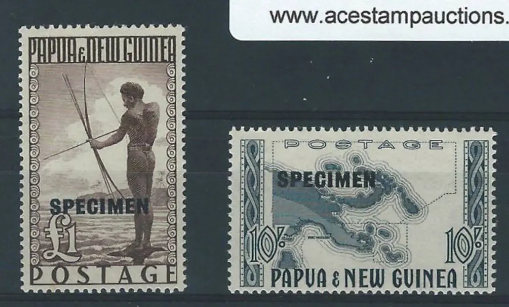 1952 10/- Map & £1 Fisherman both overprinted ... Image 1++
