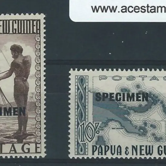 1952 10/- Map & £1 Fisherman both overprinted ...
