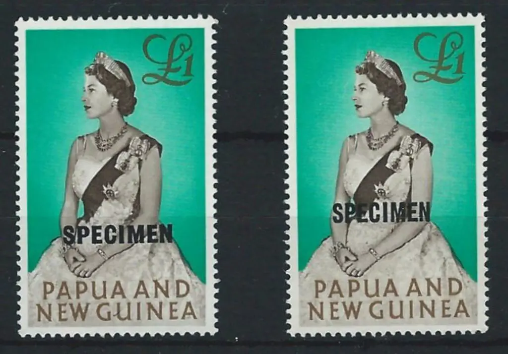 1952 £1 QEII overprinted "SPECIMEN" in both 13.5mm ... Image 1++