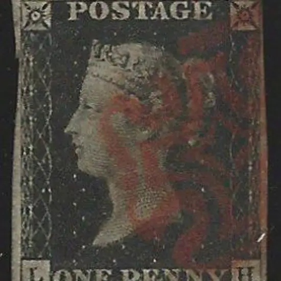 1840 1d black with partial red Maltese Cross ...