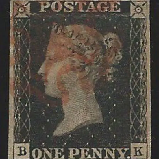 1840 1d black lightly used with red Maltese Cross. ...