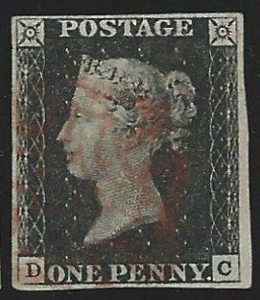 1840 1d black lightly used with red Maltese Cross. ... Image 1++