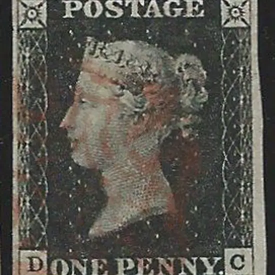 1840 1d black lightly used with red Maltese Cross. ...