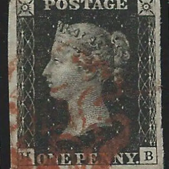 1840 1d black used by red Maltese Cross with close ...