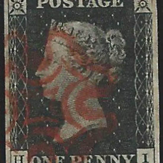 1840 1d black cancelled with clear red Maltese ...