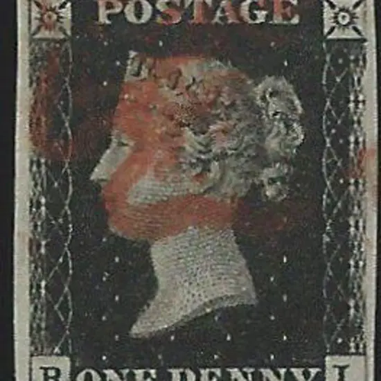 1840 1d black with red Maltese Cross cancel. Clear ...