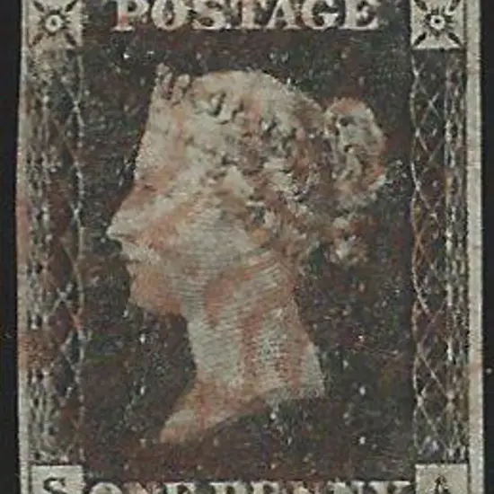1840 1d grey-black (worn plate) very lightly used ...