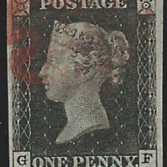1840 1d grey-black (worn plate) with indistinct ...
