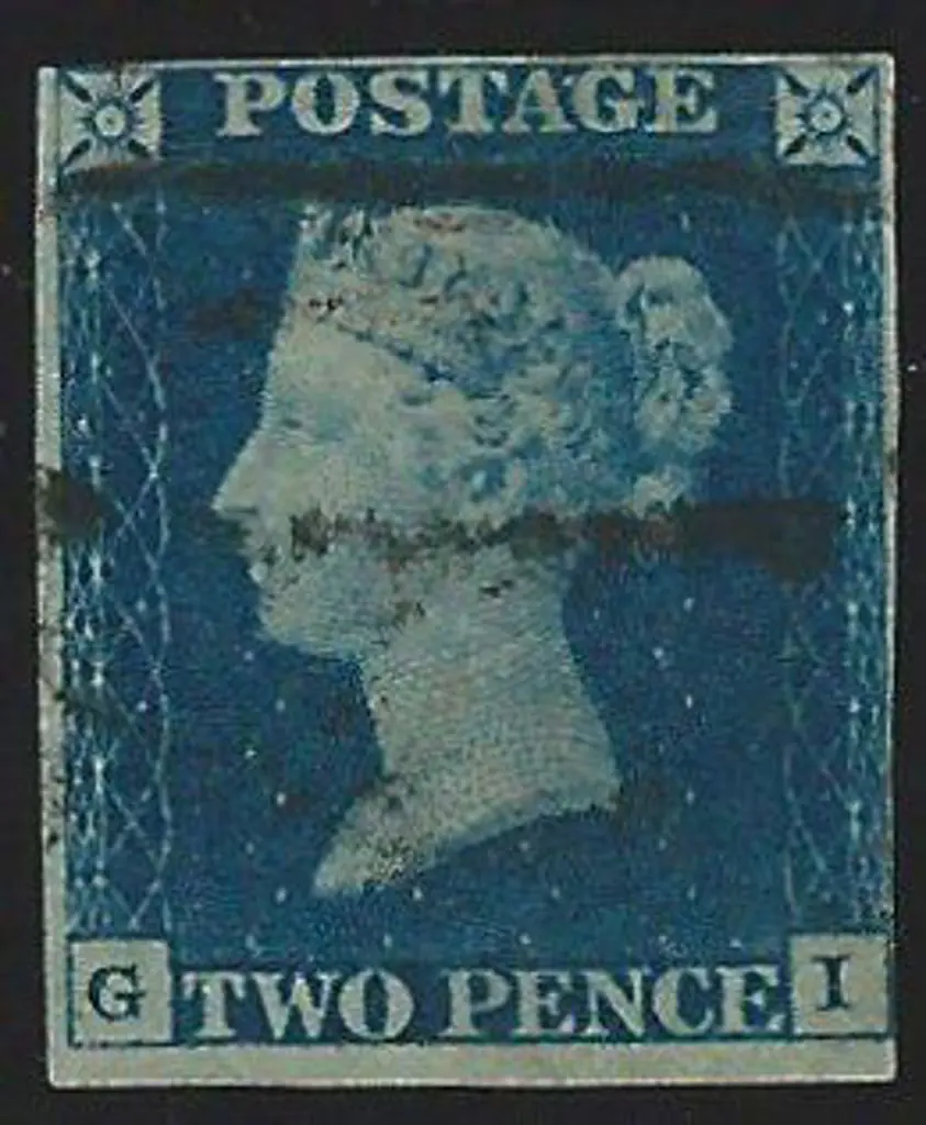 1840 2d deep full blue with black line cancel. 3½ ... Image 1++