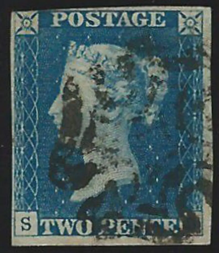1840 2d blue with black Maltese Cross touching at ... Image 1++