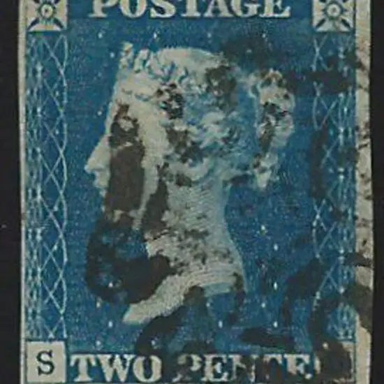 1840 2d blue with black Maltese Cross touching at ...