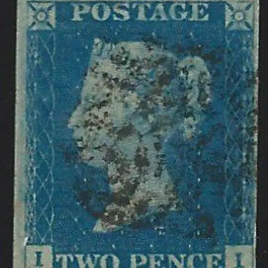 1840 2d blue with patchy Maltese Cross pmk. Close ...