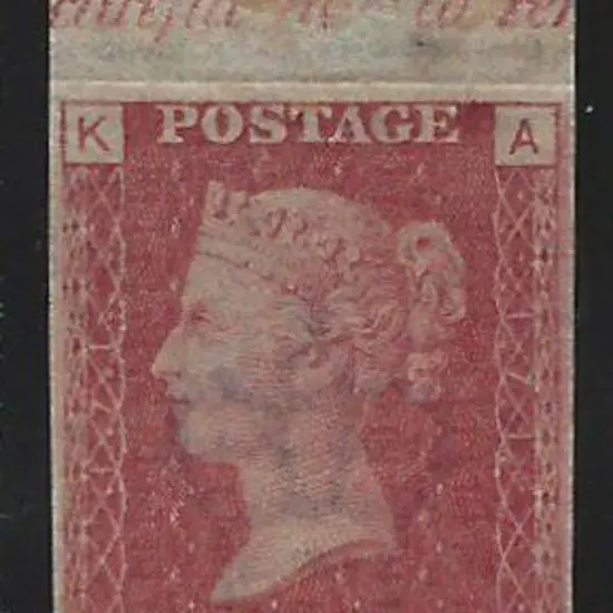 1858/79 1d red-brown QV imperforate Imprimatur for ...