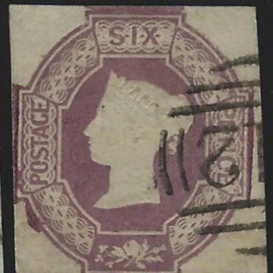1847 6d dull lilac embossed. Fine used by partial ...