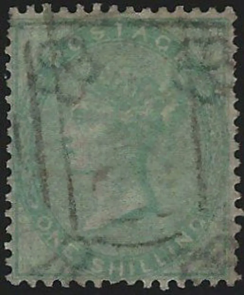 1855 1/- pale green QV on azure paper. A short ... Image 1++