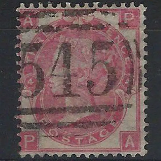 1865 3d rose QV, Plate 4 F/U with clear "545" ...