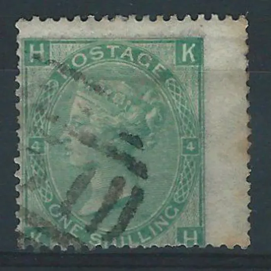 1865 1/- green QV F/U by light barred numeral ...