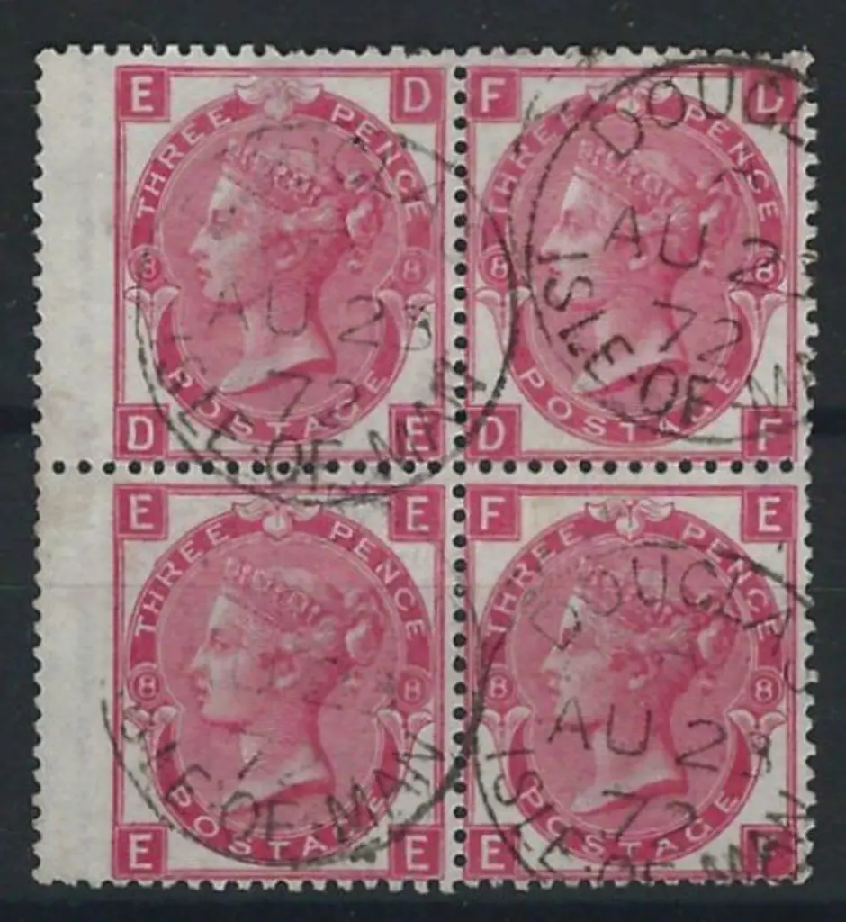 1872 3d deep rose QV block of 4 with left hand ... Image 1++