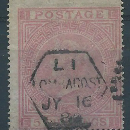 1874 5/- pale rose QV, Plate 2. Good to fine used ...